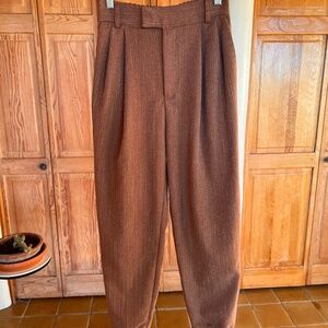 Steve Madden - Camel Brown Pinstriped Trousers - Size 0